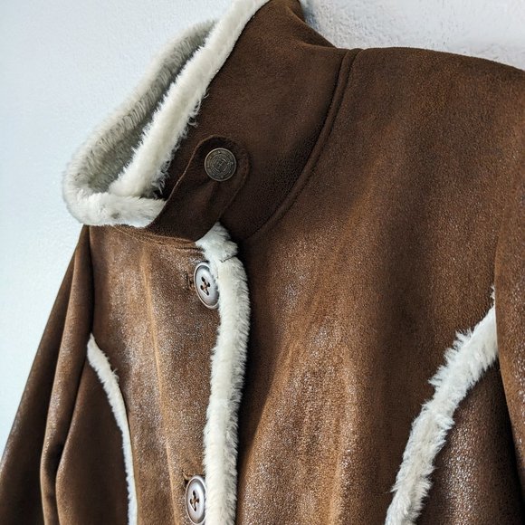 RUFF HEWN Faux Suede Sherpa Lined Car Coat Sz M - Picture 3 of 8